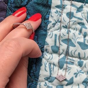 Charmed Aroma Dainty Ring & Necklace Set | Golden Sunrise Candle Collect…